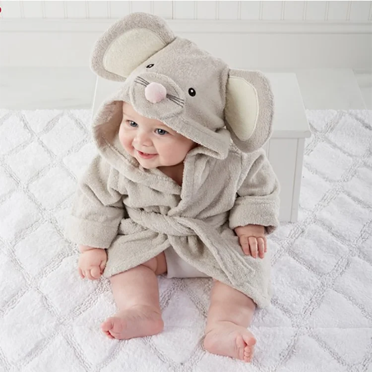 

UCHOME Wholesale Custom Cartoon animal cotton baby kids bathrobe, Many colors can be choosed