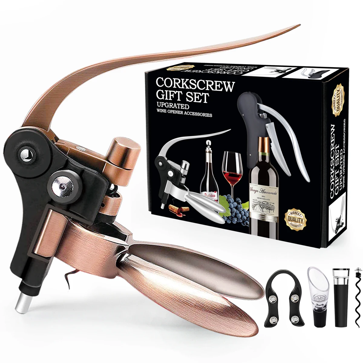 

2021 Factory supply Wine Accessory sets rabbit wine opener Corkscrew wine accessories gift set