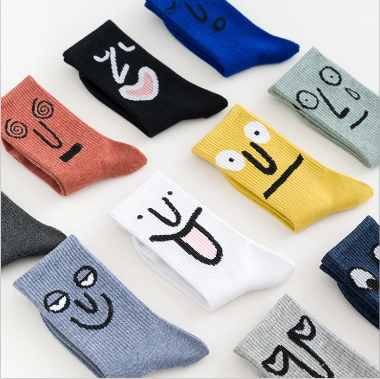 

High quality Kawaii phiz Cotton Candy Women mid-calf skateboard Funny looks Socks, Picture