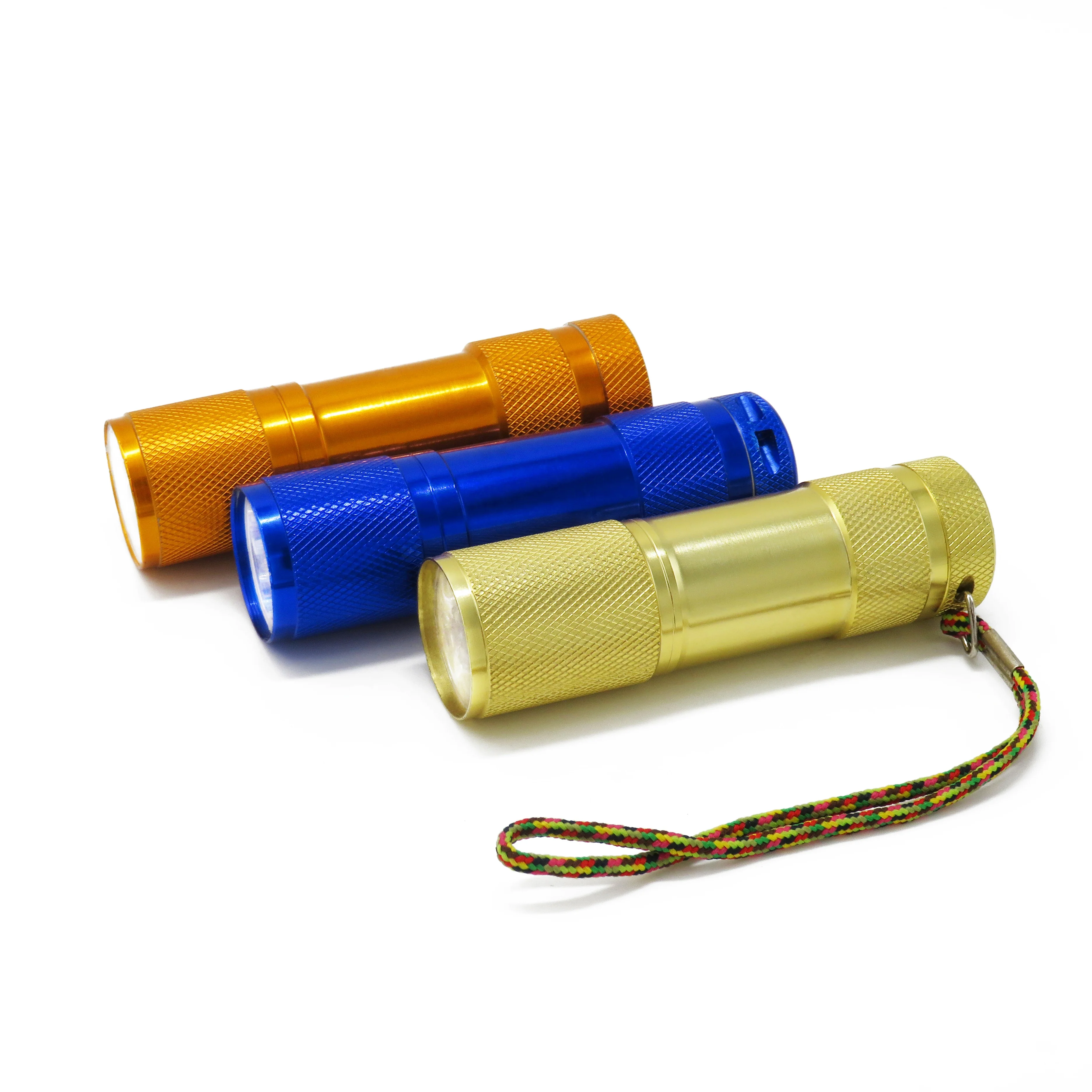 
395nm9 LED UV light Aluminum alloy LED keychain flashlight customized Logo mini torch for advertising souvenir present 