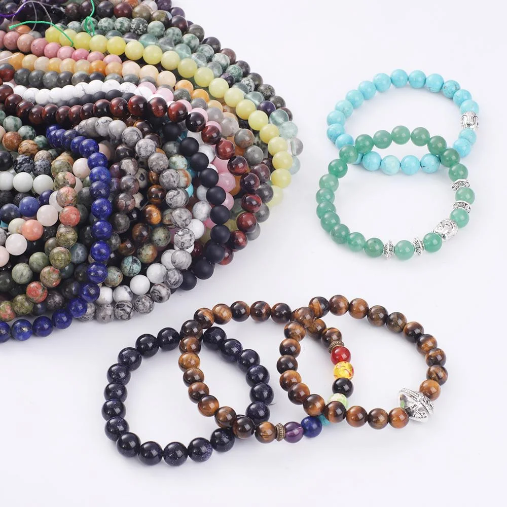 

Wholesale 8mm Colorful Birthstone Natural Stone Healing Crystal Beads Round String Beaded Adjustable Bracelet For Men Women, As pictures