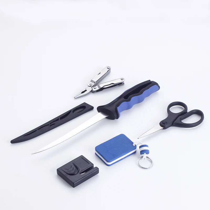 
New Arrival Fillet Knife Fish Set Stainless Steel, Multi Function Pliers Sharpener Fish Knife Set 