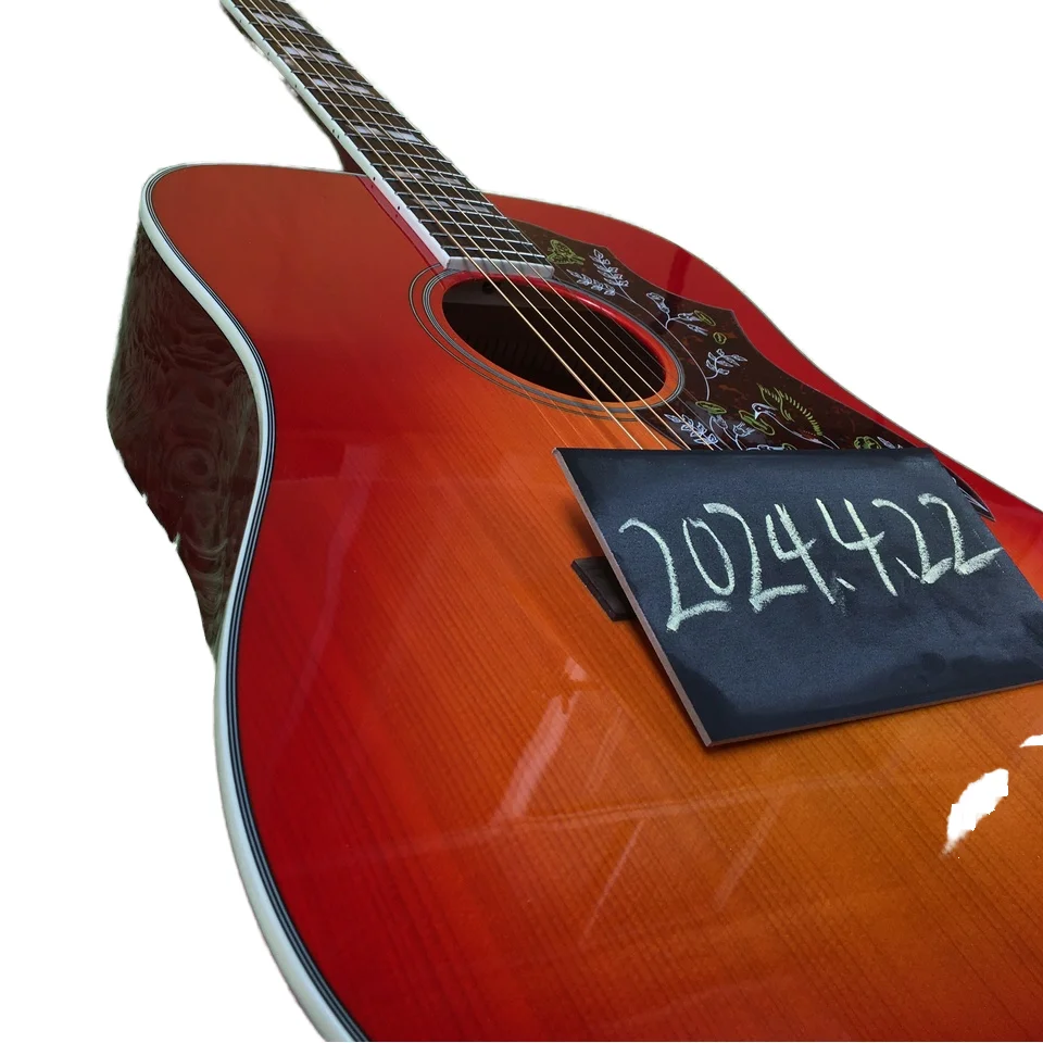 Hummingbird 4/4 Size 6-String Glossy Acoustic Electric Guitar 22-Fret Maple Neck Beginners EQ Case Sunburst Finish Rosewood