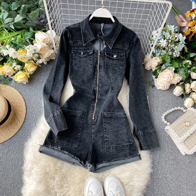 

Wholesale 2019 autumn new sexy short jean jumpsuits