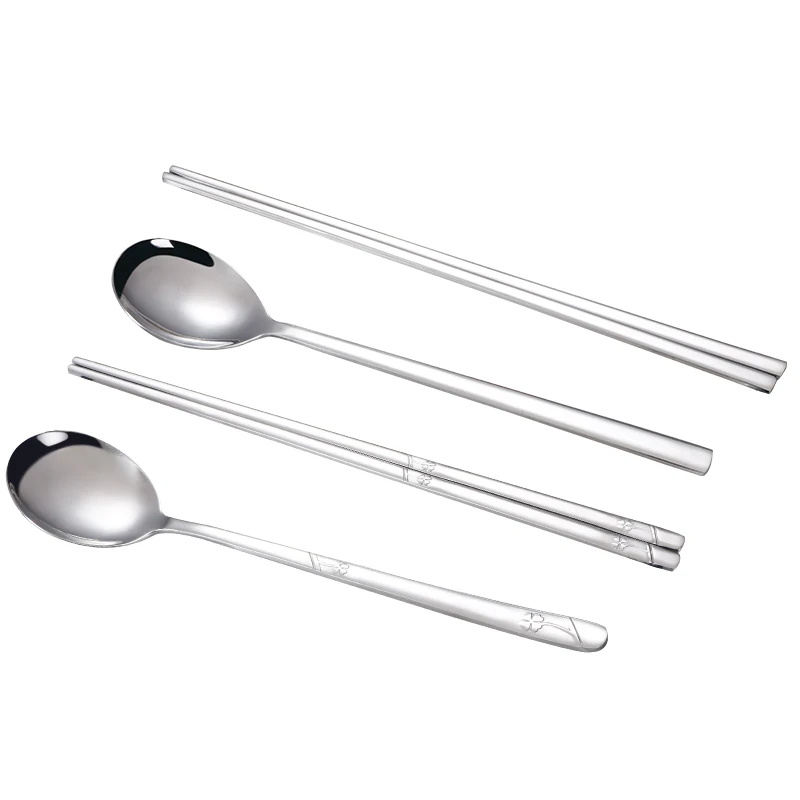 

Korean stainless steel chopsticks spoon,metal flat chopstick for restaurant, Silver