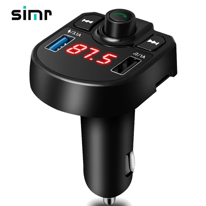 

simr LED 4.1A BT car MP3 kit wireless radio double USB car charger 2 port USB MP3 music player FM transmitter car mp3, Black