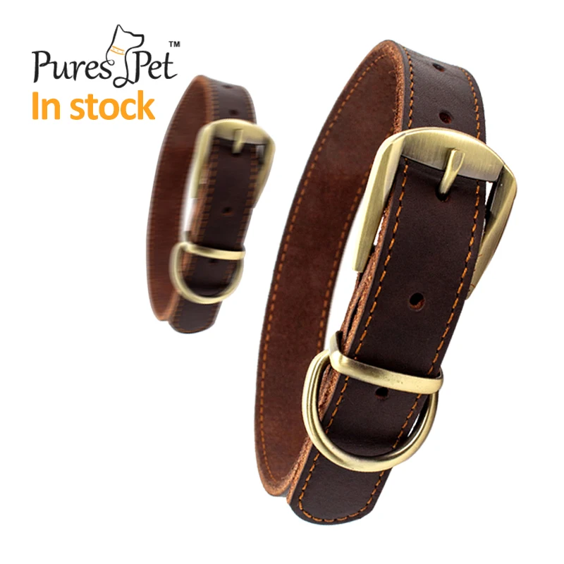 

best price high genuine leather sharp accessories spikes medium large dog pet pitbull collar, Brown,black