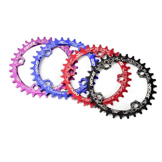 

DECKAS 96bcd Sprocket 32T 34T 36T 38T Positive Negative Chainring MTB Bike Crankset Round Oval Disc Bicycle Crank Chainwheel, Black/red/blue/purple