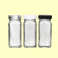 

Square Glass Spice Bottles 4oz 120ml Spice Jars with Silver Metal Lids and Plastic Inner