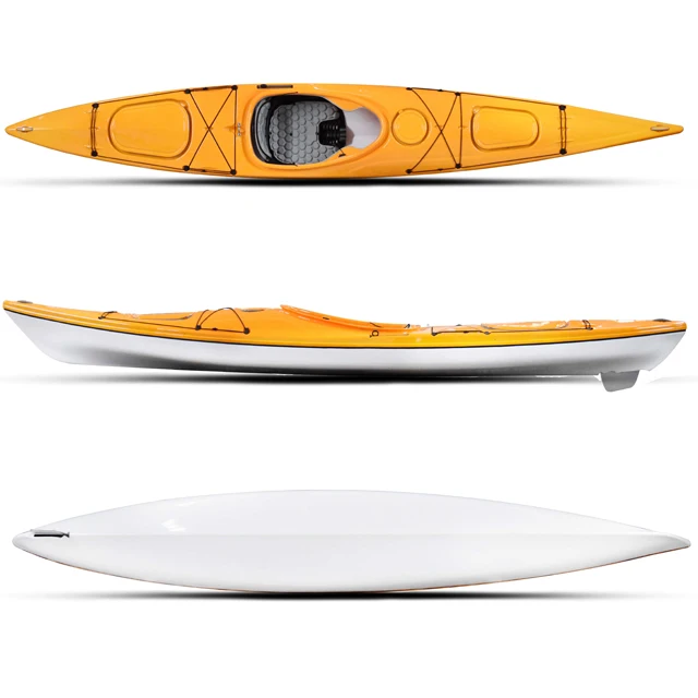 

High performance 4.3 meter length Racing canoe kayak single sit in custom kayak sale