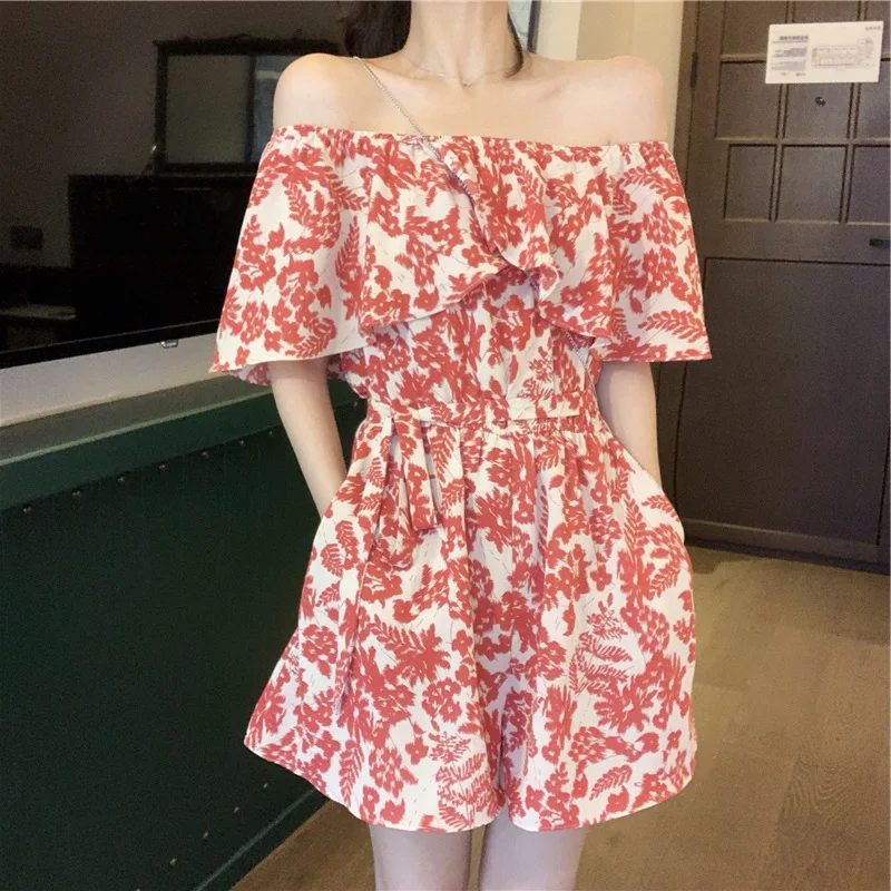 

Casual Summer Girls Dress Chiffon Off Shoulder Sleeveless Loose Pants Womens Jumpsuits Rompers