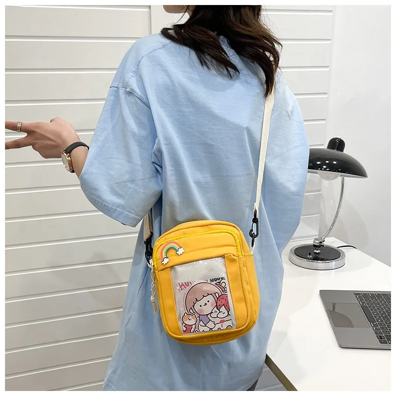 

Cute cartoon small bag female 2022 new trendy Korean casual Oxford cloth small square bag versatile student shoulder bag