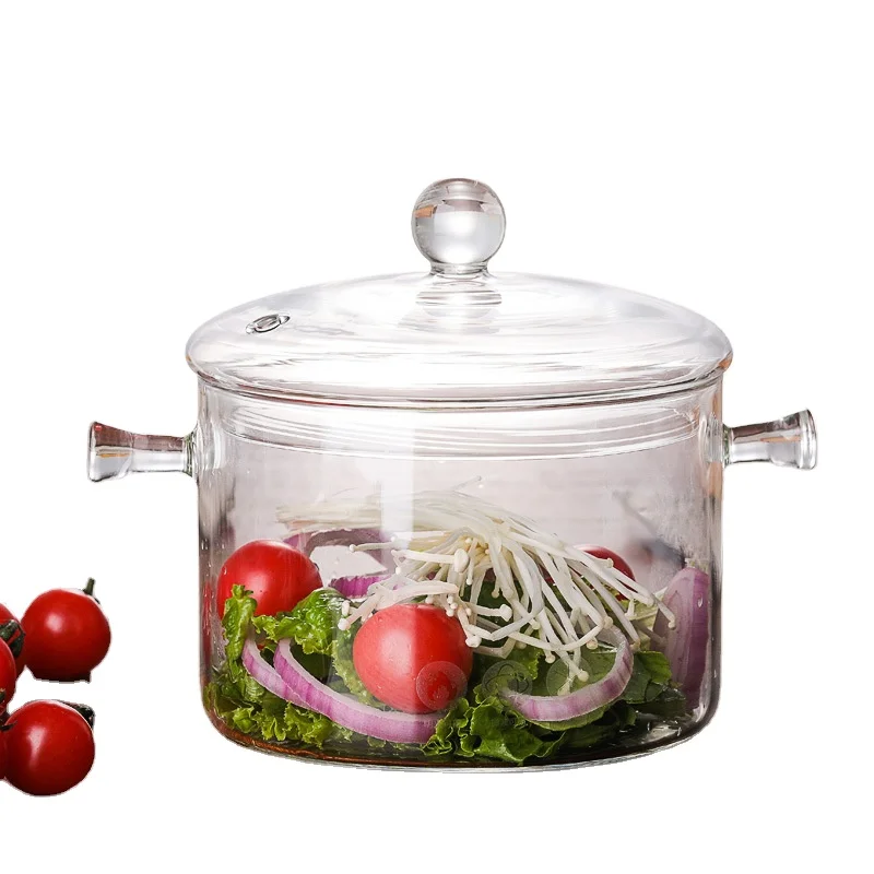 

3000ml transparent clear high borosilicate glass cooking pot heat resistant glass pot