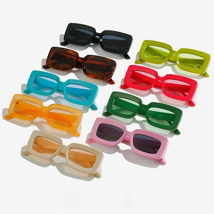 

Transparent Retro Macaron Candy Jelly Women Sun Glasses Small Square Thick Frame Fashion Funky Colored Sunglasses Rectangle