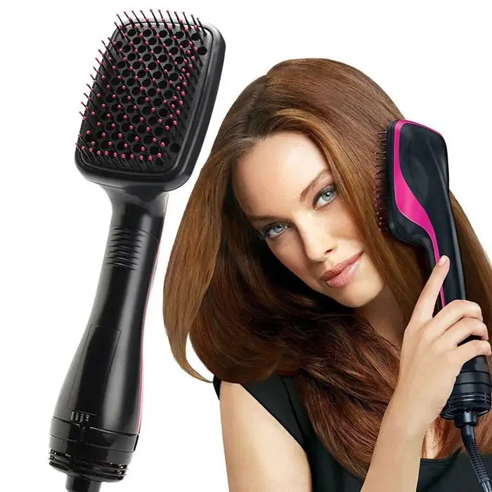 

2 In 1 Electric Ion Blow Tangle-Free One Step Hair Dryer And Volumizer Straightener Curler Comb Hair Dryer Brush