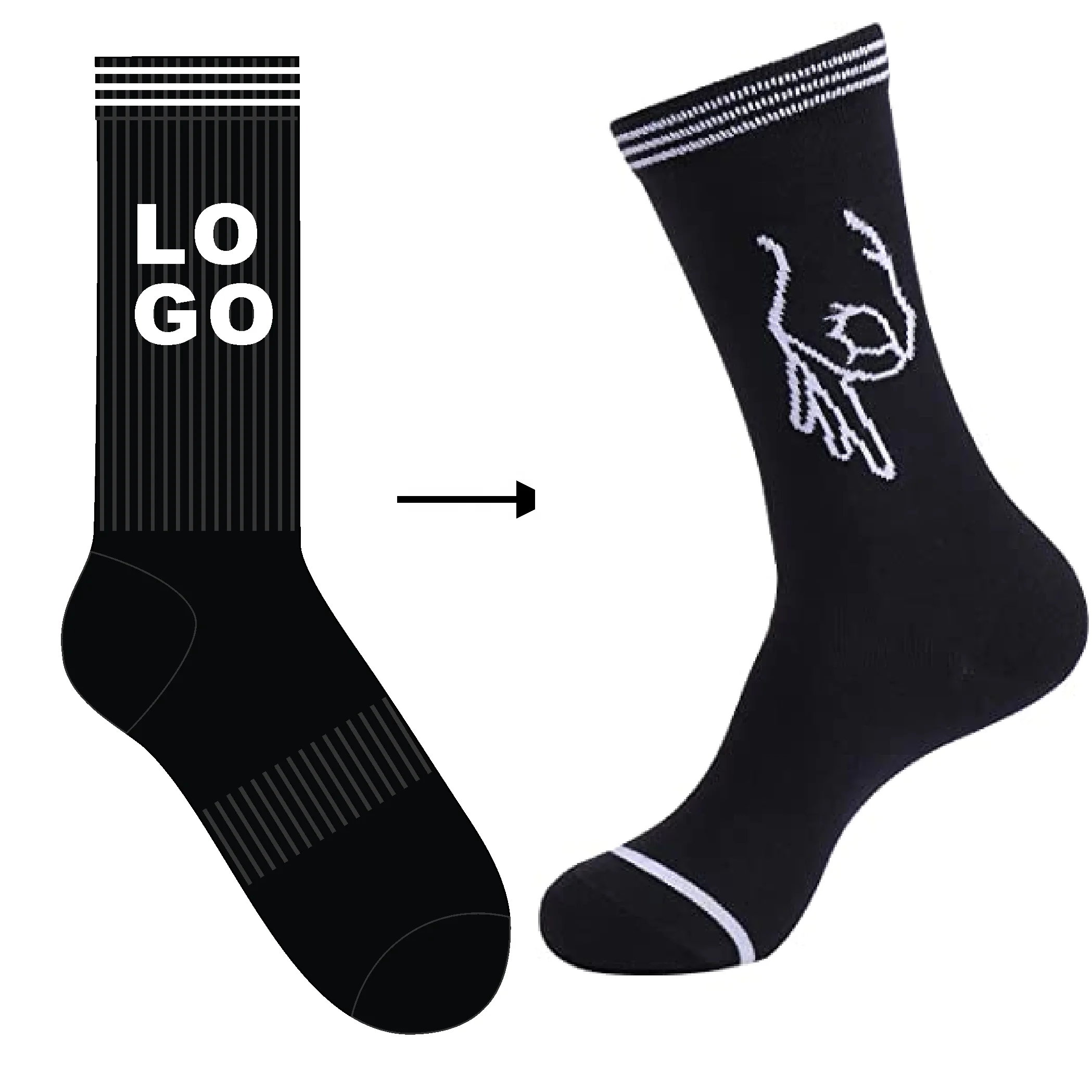 

OEM Custom logo comfortable funny socks design white black novelty socks circle customised socks