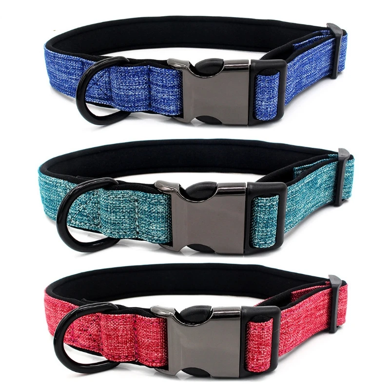 

Wholesale Outdoor Adjustable Canvas Semi-Metal Buckle Hund Dog Pet Cat Travel Collar Harness Accessories Para De Perro Mascotas, As the pictures shows