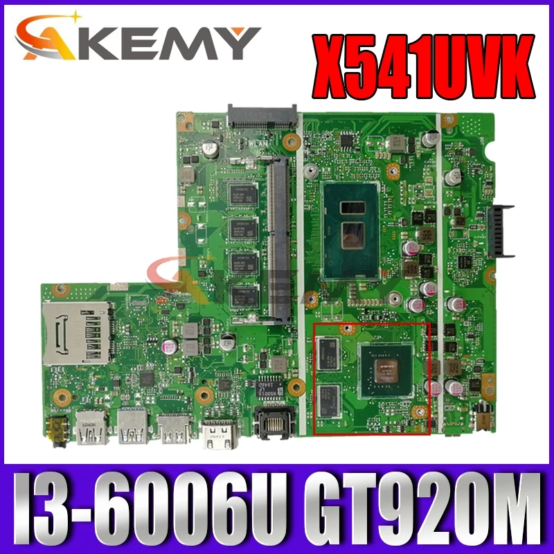 

Akemy X541UVK Laptop motherboard for ASUS X541UJ X541UV original mainboard 4GB-RAM I3-6006U GT920M