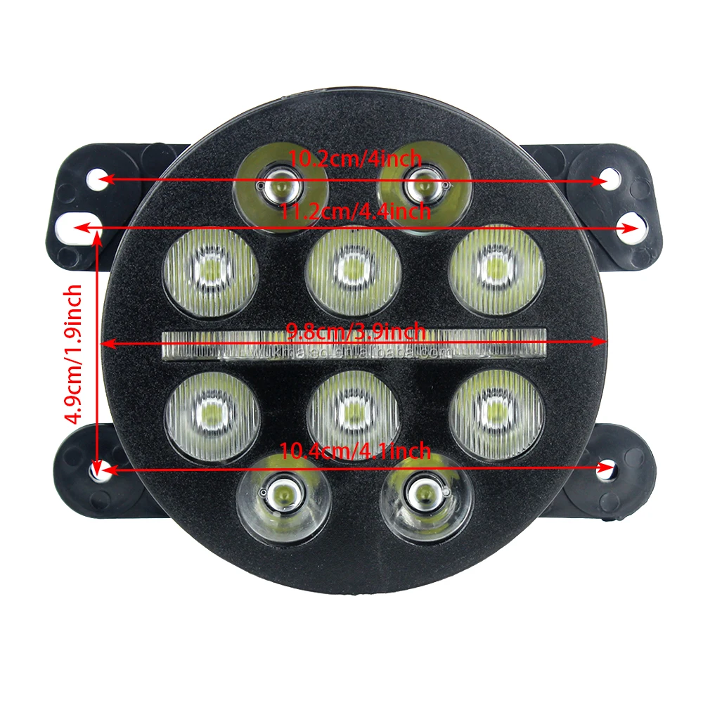 4 Inch Round LED Driving Lamp Fog Light Assembly Kit For '07-'17 Jeep JK 2 Door and Wrangler Unlimited JK 4 - door