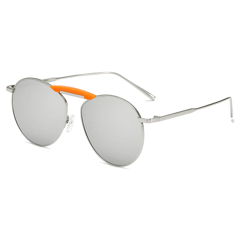 

New retro street fashion alloy round polarized sunglasses ladies