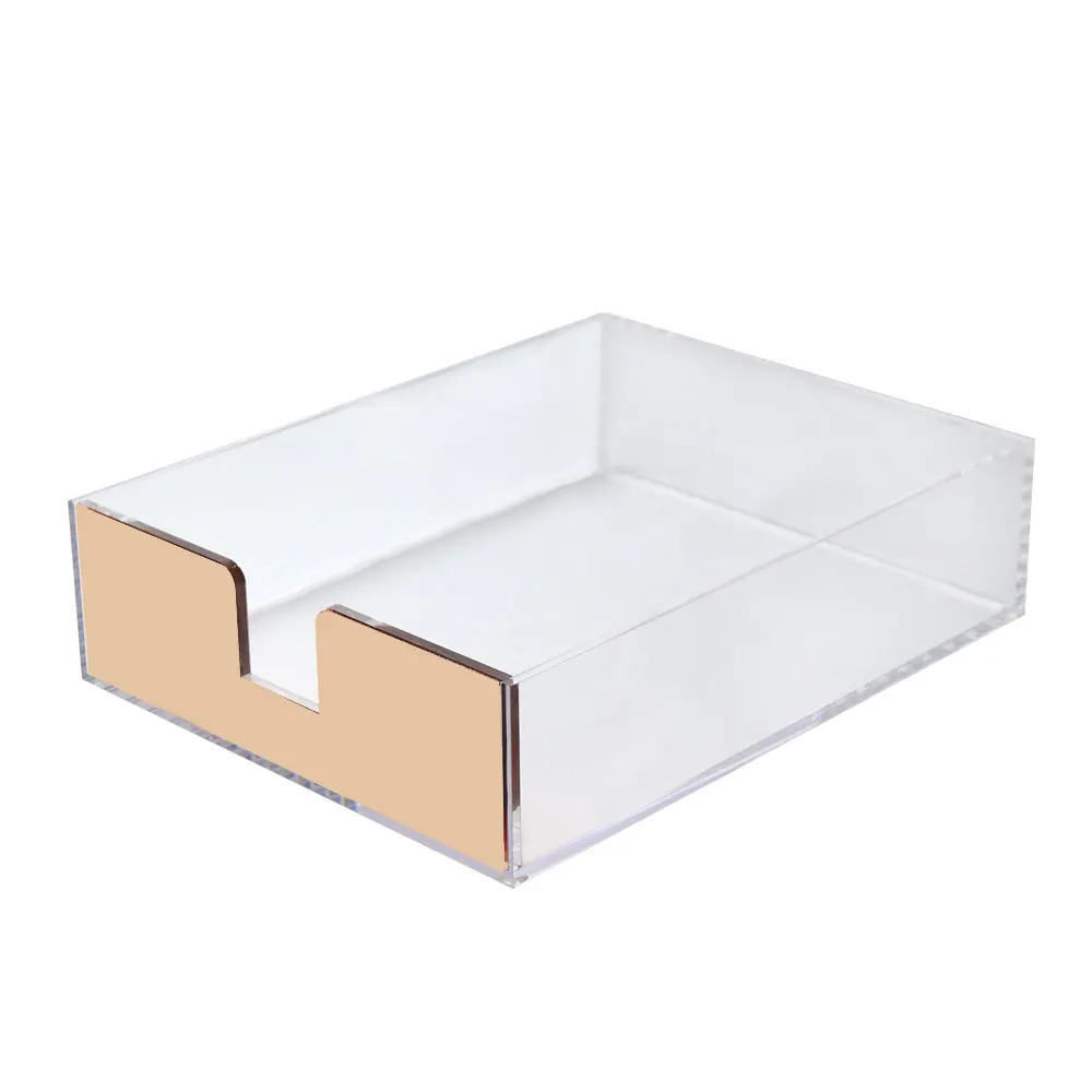 
Stationery gift desktop organizer Gold File Trays Transparent Documents Tray 