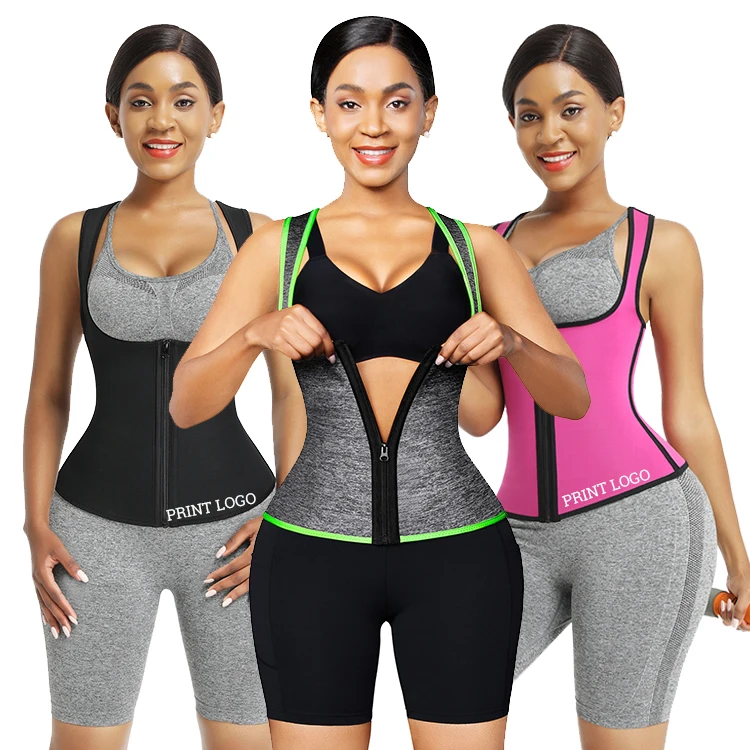 

Custom Logo Hot Sauna Sweat Fat Tummy Trimmer Control Exercise Waist Trainer Vest Back Support Tops, As show