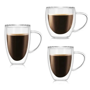 

High Temperature Resistance Glass Cup Transparent Glass Coffee Mugs Double Wall Cup