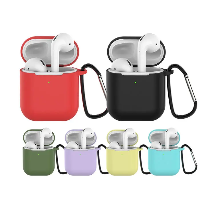 

For Air-Pods 2 Silicone Gel Soft Protective Case Keychain Protective Cover Skin