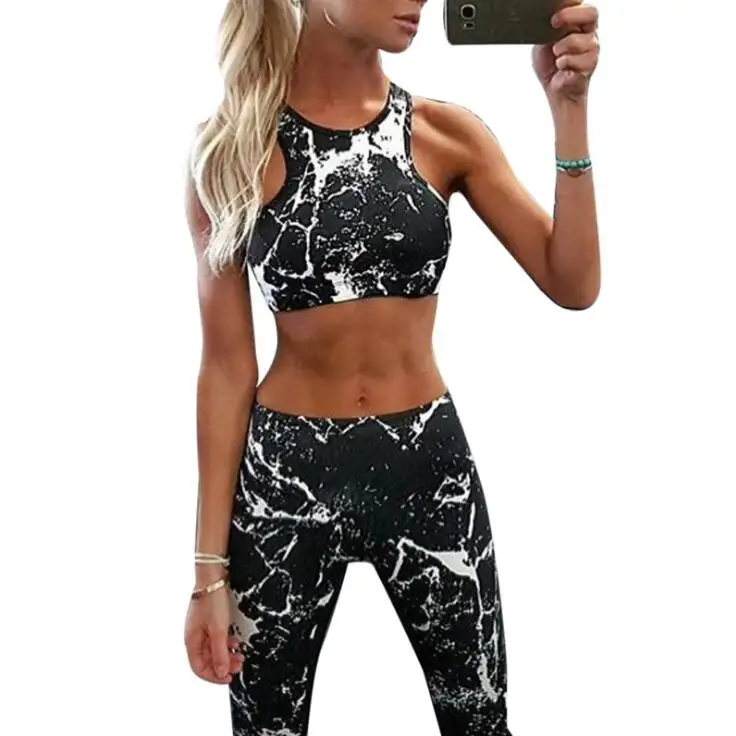 

2020 Popular New Women Fashion High Waist Custom Tank Tops Comfortable Leggings 3D Printing Yoga Suit, As pictures