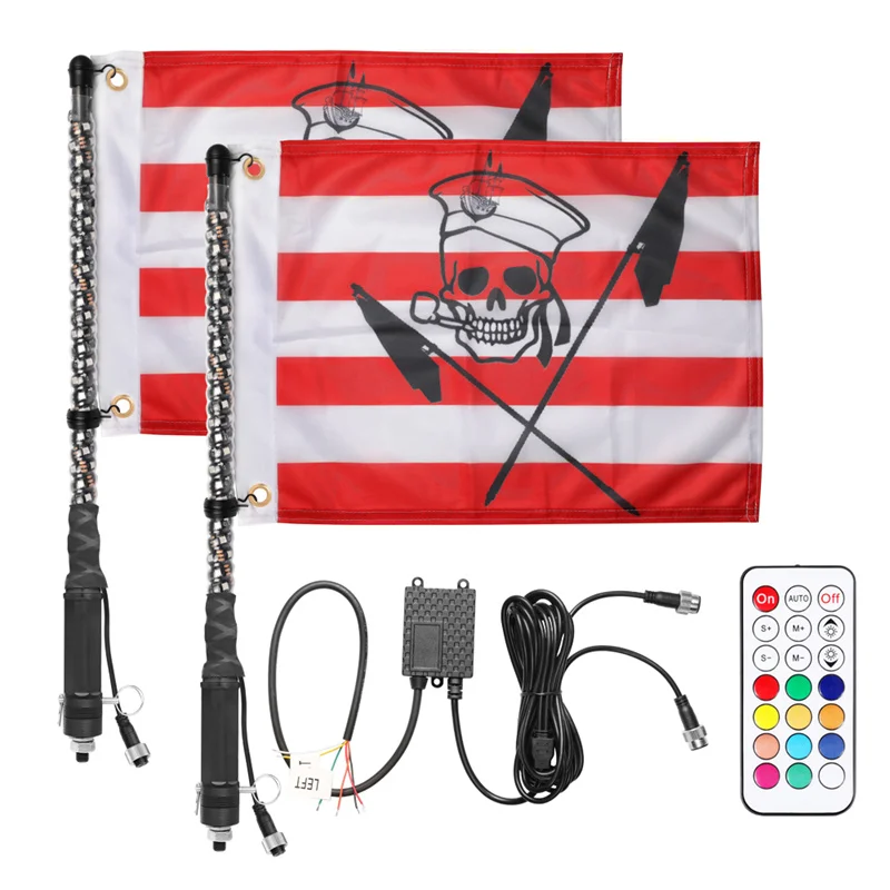 

A Set Of Two 2Ft 25 Inch Crazy Bright Quick Release Turn Signal Brake Led Whip