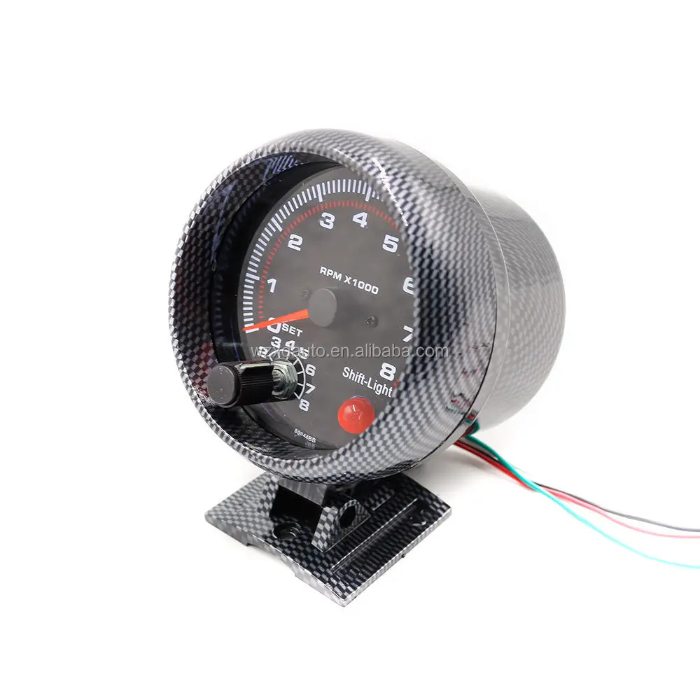 Tachometer Gauge Gojiny 3.75 Inch 12V Car Tachometer Gauge Kit 11000 RPM Blue LED with Shift Light for 4/6/8 Cylinders Petrol Cars 