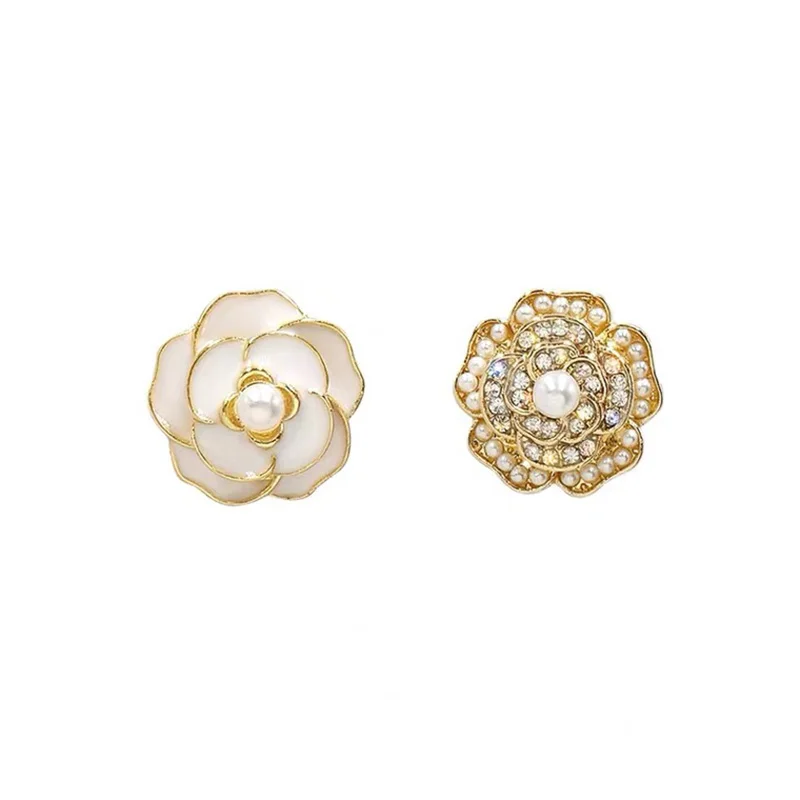 

Korea Fashion Luxury Lovely Camellia Flower Earrings Ear Studs Crystal Pearl Earring for Women 2021 Gold Plated Jewelry, Pic