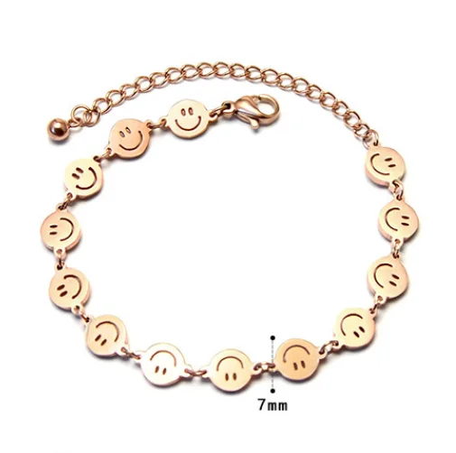 

Factory produce customised fashion jewelry brass gold plated zircon smiley face bracelets for women