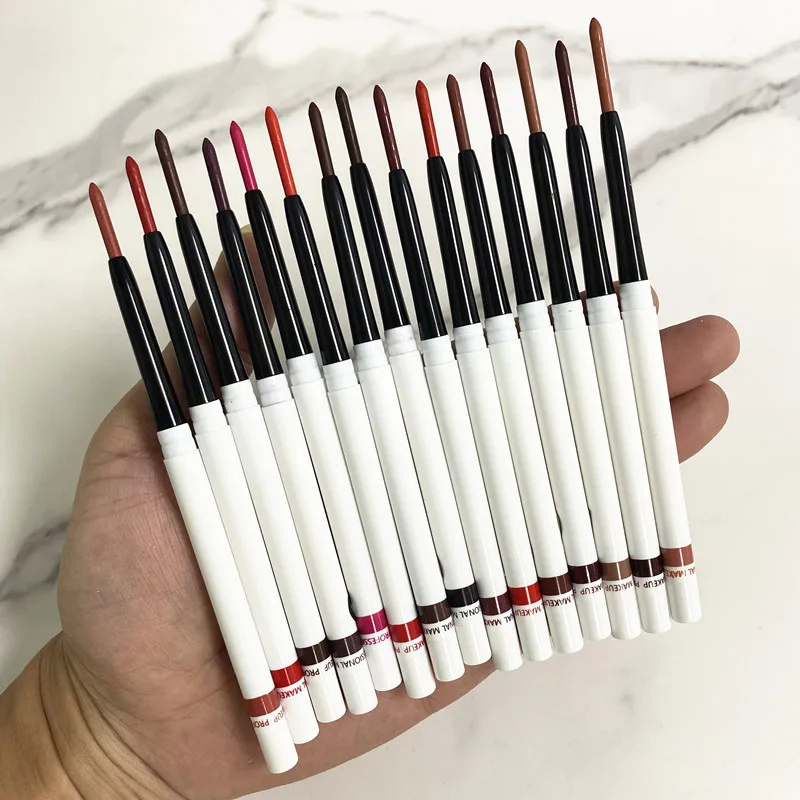 

Custom Hot Sale Long Lasting Private Label White Tube 15 Colors Matte Lipliner Pencil Lip Liner