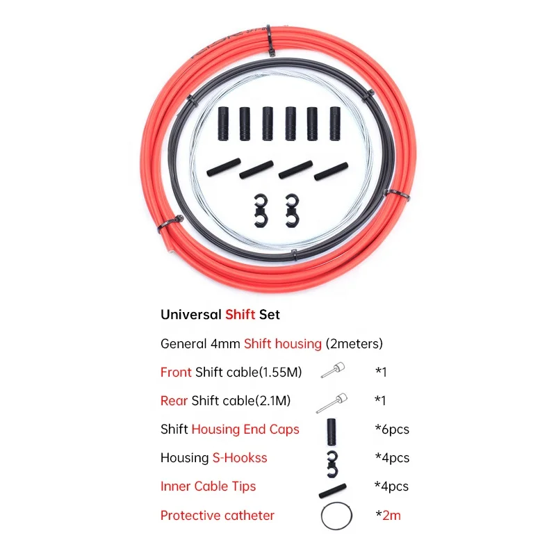 

Universal Standard Bicycle Shifter Brake Cable Housing Kit for Mountain Bike or Road Bikes, Black,red,blue