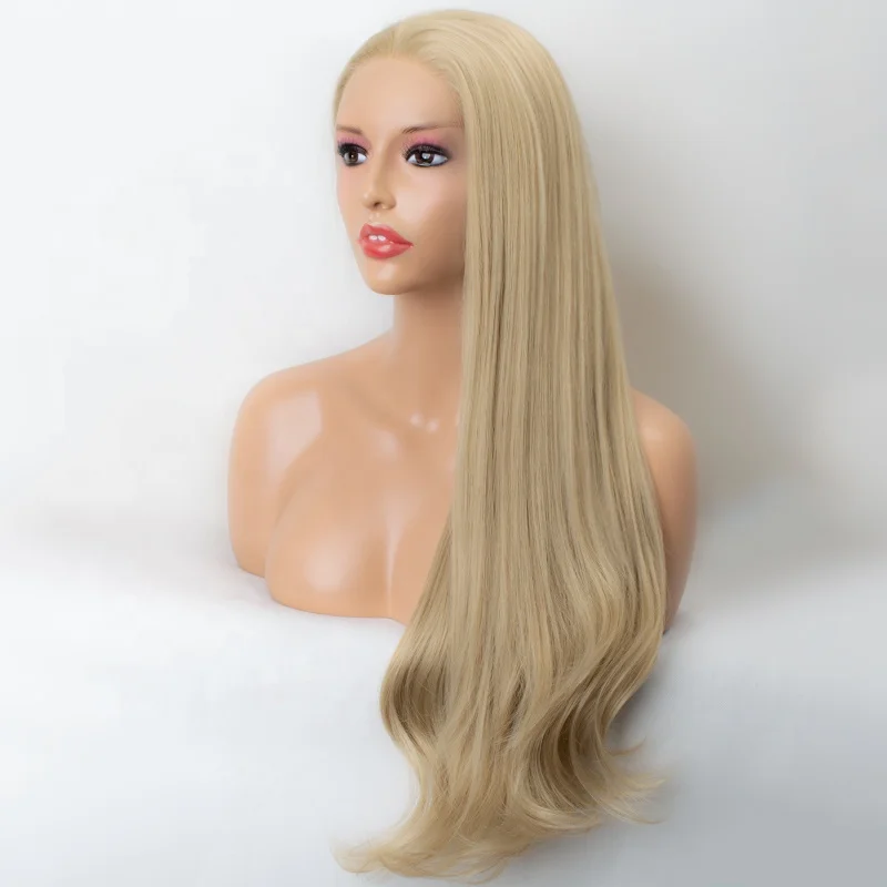 

Aliblisswig Extra Long Natural Wavy Transparent Lace Wig Heat Resistant Fiber Hair Blonde Synthetic Lace Front Wig
