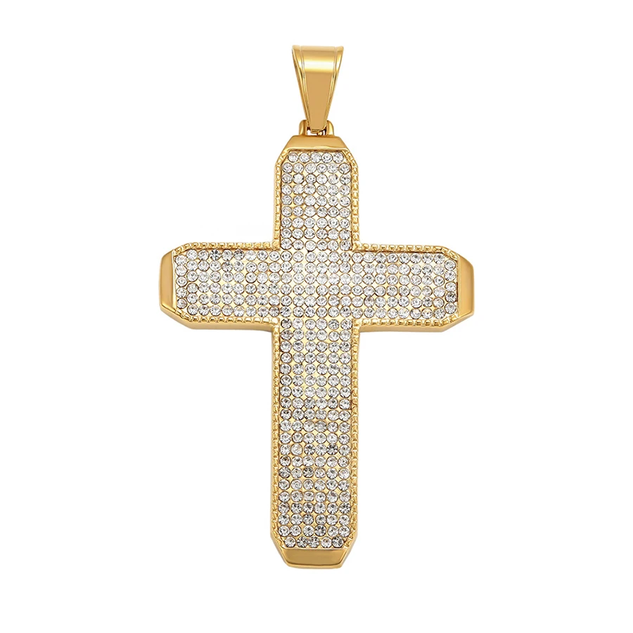 35465 xuping wholesale 24K gold color diamond cross pendant