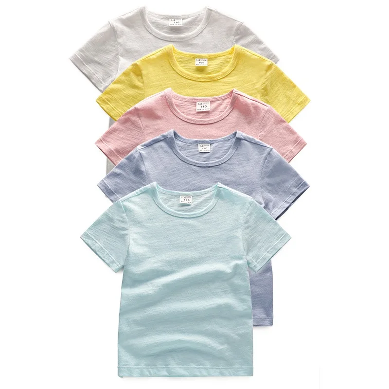 

Wholesale custom children's kids toddlers boys comfortable clothes soft top plain blank organic cotton bamboo baby tshirts, Customized color