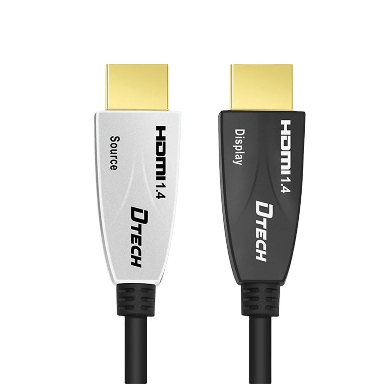 

DTECH High speed V1.4 10m 15m 20m 2160P YUV444 3D 4K 30Hz 10.2 Gbps HDMI to HDMI fiber optic cable, Black and white