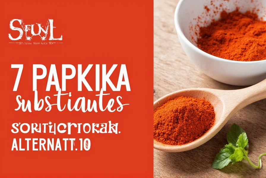 Close-up comparison of paprika substitutes including chipotle powder, cayenne, and chili powder in small bowls