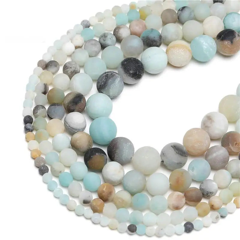 

Natural Stone Matte Amazonite Round Beads for Jewelry Making 4/6/8/10/12mm Loose Spacer Beads DIY Bracelet Necklace