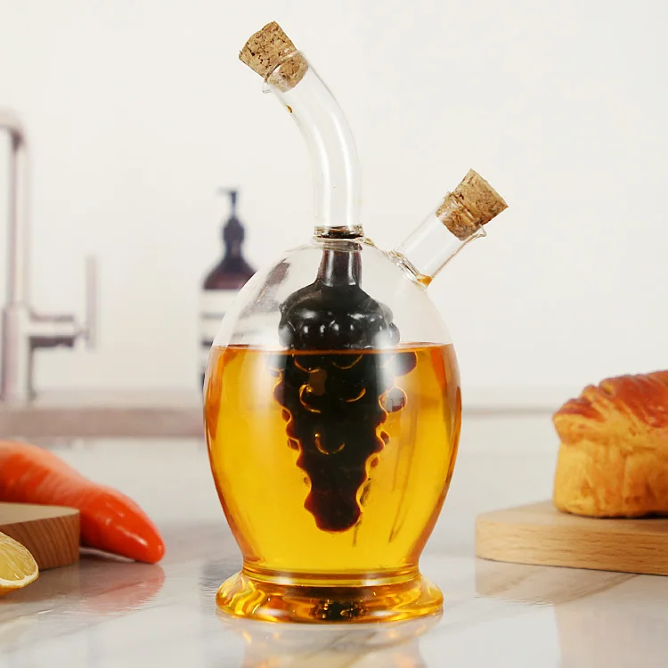 

Wholesale Borosilicate 2 in 1 Glass Olive Oil And Vinegar Bottle Gravy Boats dispenser jar With Cork Custom logo