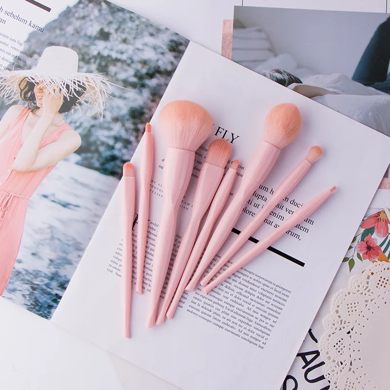 8 Pcs Pink Kaci Jay Makeup Brushes Ballet Design Hot Selling High Quality Synthetic Hair With Bag Custom Label With Bag Box Buy Makeup Brushes Packaging Luxury Makeup Brush Set Na Yi