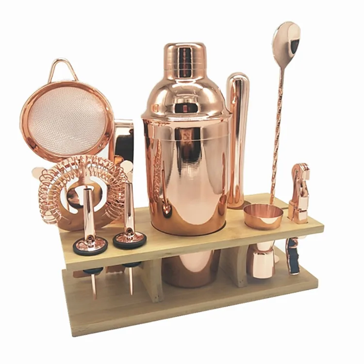 

Amazon Hot 11-piece Rose Gold Stainless Steel Cocktail Shaker set