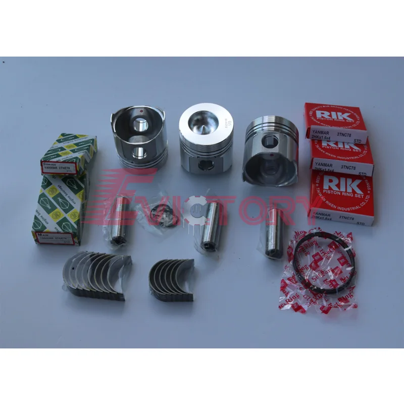 

For Yanmar excavator 3TNC78 overhaul rebuild kit piston + ring + main conrod bearing + full gasket