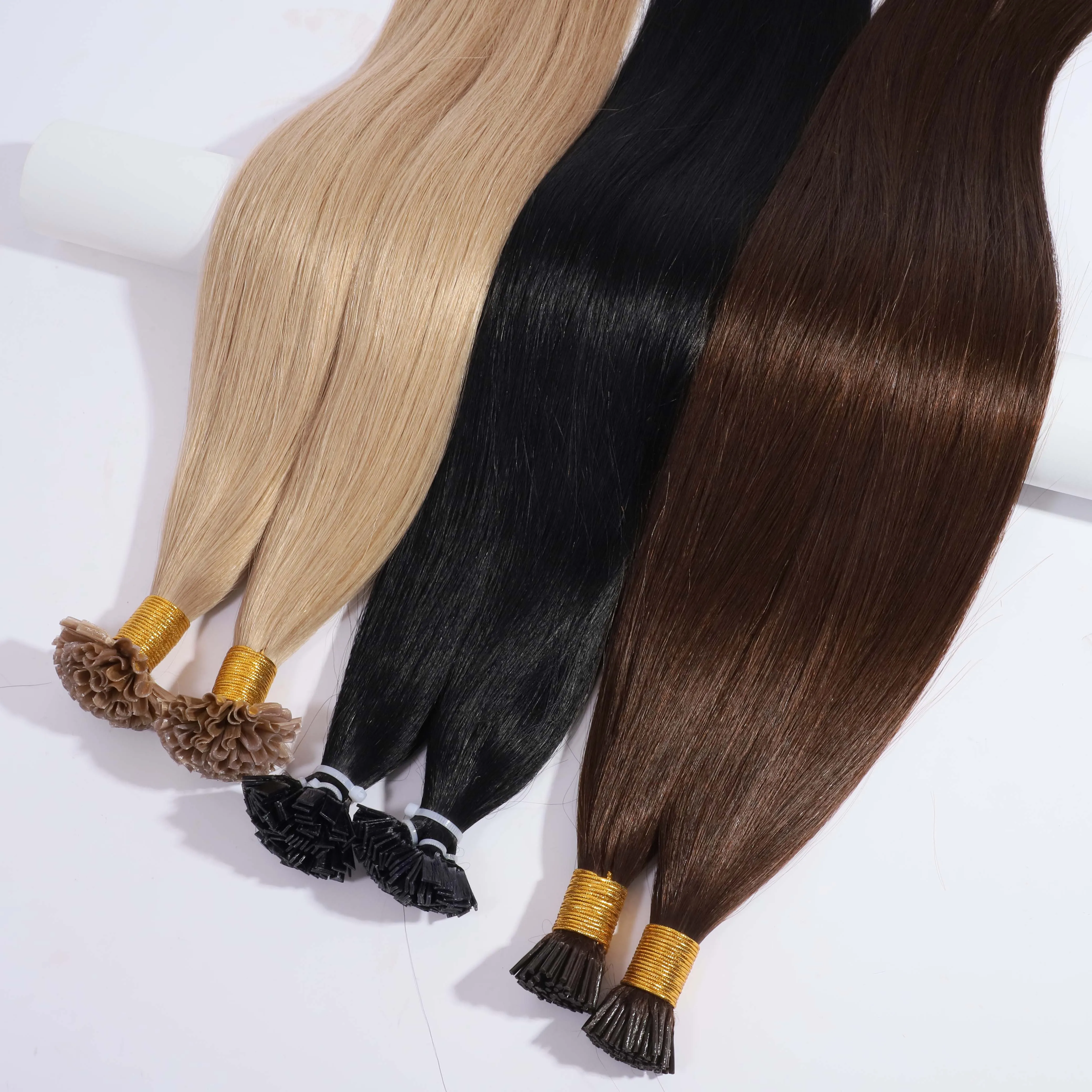 

Full Cuticle 0.8g Brazilian Hair Italian Keratin Flat Tip Human Hair Cuticle, Europe Double Drawn Flat Tip Hair