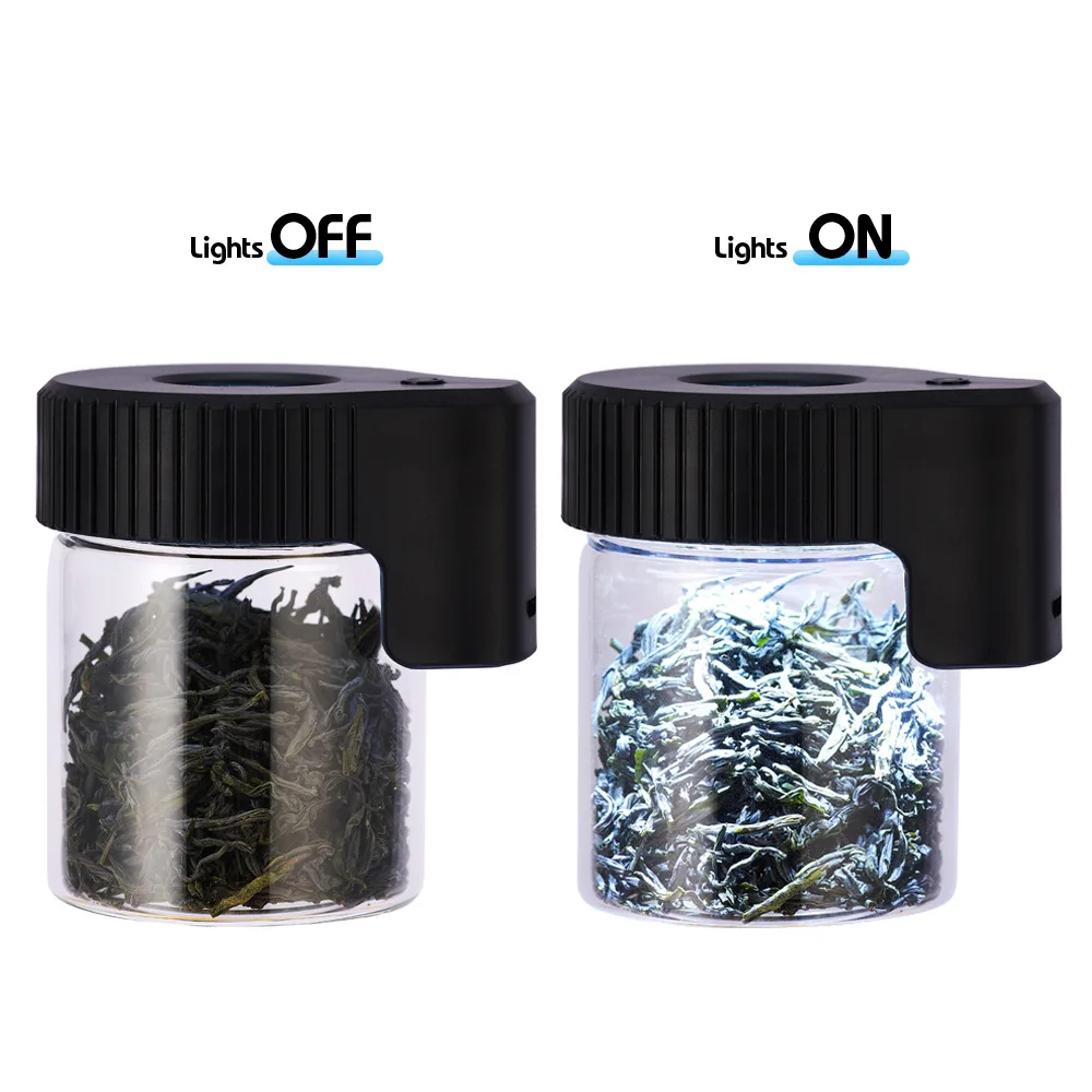 

Hot Sale Cool Portrait Clown Air Tight Storage Tank Herb Stash Container Glowing Led Magnifying Mag Glass Smell Proof Weed Jar, Mix colors