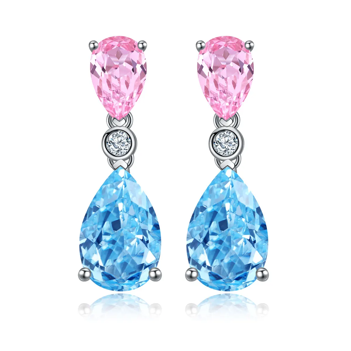 

Anster factory wholesale price 21524 luxury silver jewelry desirable quality aquamarine pendant earrings for women, Pink and blue