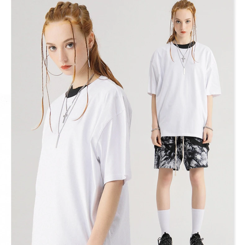 

personnalisableloose unisex casual solid color men hip hop streetwear plus size t-shirt for women