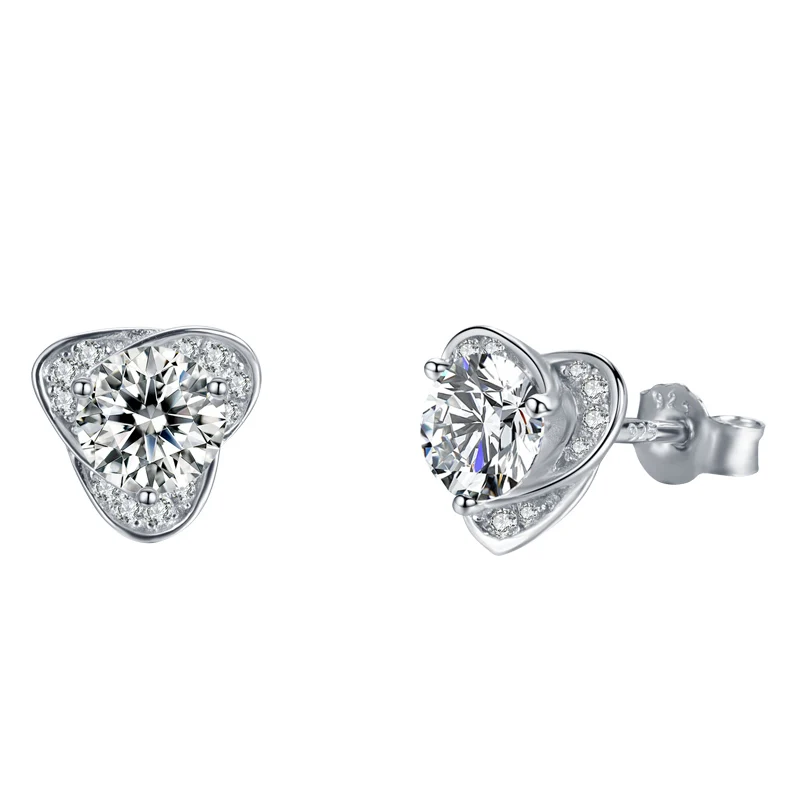 

Tianshizhiyue three Leaf Clover 0.5ct Round Cut 3EX Diamond moissanite Earring jewelry Women's 925 Sterling Silver Stud Earrings